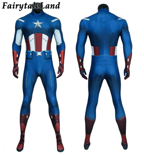 The Avengers Captain America suit  Cosplay Jumpsuit Superhero Printing Zentai