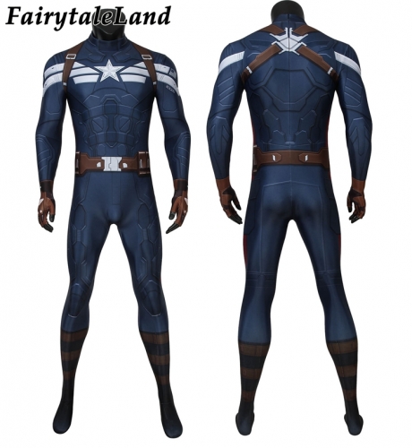 Captain America: The Winter Soldier Captain America Steve Rogers  suit  Cosplay Jumpsuit Superhero Printing Zentai