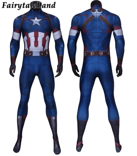 Avengers: Age of Ultron Steven Rogers Captain America suit  Cosplay Jumpsuit Superhero Printing Zentai