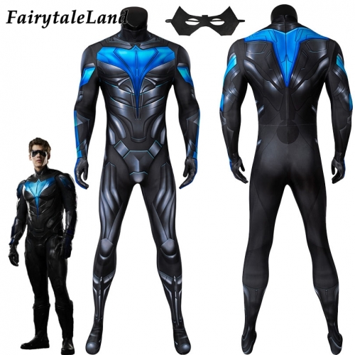 Titans Nightwing suit  Cosplay Jumpsuit Superhero Printing Zentai