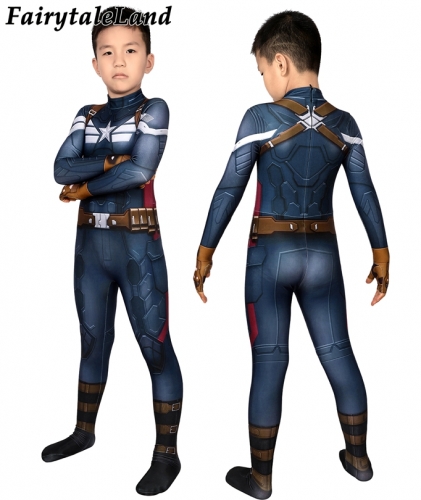 Captain America: The Winter Soldier Captain America Steve Rogers  Kids suit  Cosplay Jumpsuit Superhero Printing Zentai