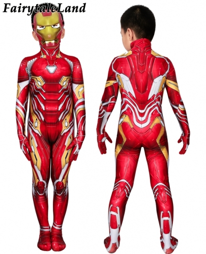 Avengers Infinity War Avengers Endgame Iron Man Tony Stark  Kids suit  Cosplay Jumpsuit Superhero Printing Zentai