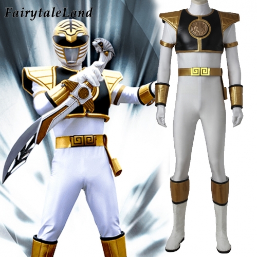Power Rangers  Tommy Oliver white ranger suit  Cosplay Jumpsuit Superhero Printing Zentai