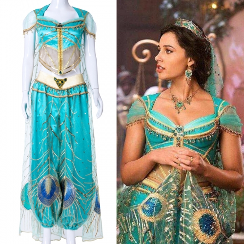 Movie Aladdin Jasmine Cosplay Costume Adult Halloween Princess Outfit