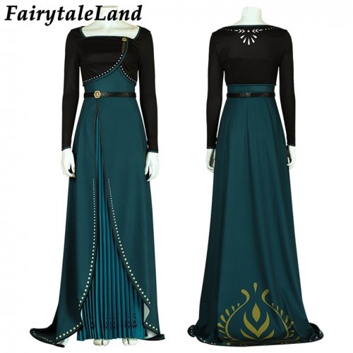 Movie Frozen Cosplay Costume Princess Anna Role-playing Green Dresses Fancy Masquerade Party Outfit For Adult Women