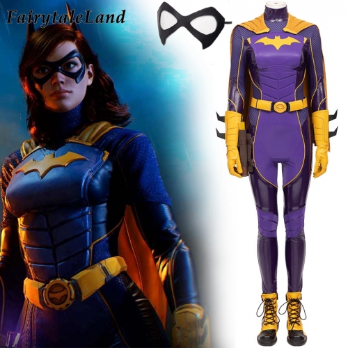 Superheroine  Cosplay Costume Batgirl Purple Battle Clothing Halloween Carnival Fancy Outfit Full Props With Cloak Boots
