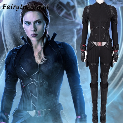 Adult Women Avengers Endgame Cosplay Costume Widow Natasha  Black Battle Uniform  Halloween Party Outfit Full Set With Boots