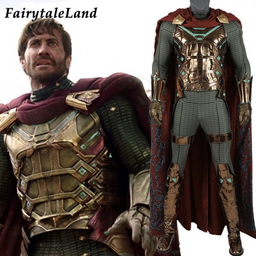 Spider-Man Far From Home Cosplay Costume Mysterio  Quentin Beck Battle Bodysuit Clothing Fancy Halloween Carnival Outfit Full Props With boots