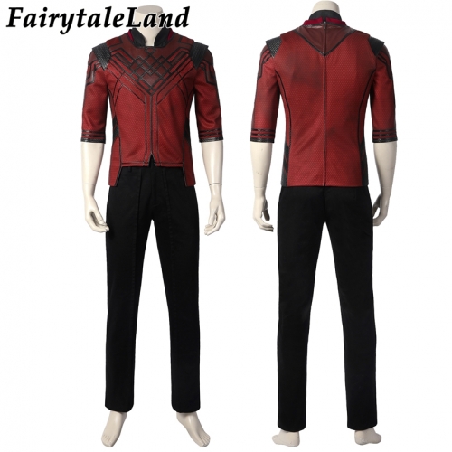 Adult Men Superhero  Cosplay Costume Shang Qi Role-playing Red Battle Clothing Halloween Party Outfit Full Props