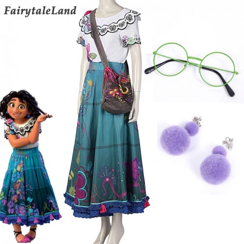 Encanto Mirabel Madrigal Cosplay Costume Princess Printing Outfit