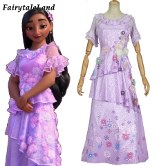 Encanto Isabela Madrigal Cosplay Costume Princess Printing Dresses