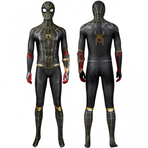 Spider-Man 3 No Way Home Peter Parker Black And Gold Suit Cosplay Costume Printing Zentai