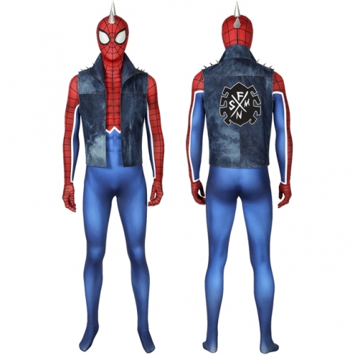 PS4 Punk Rock Spider-Man Cosplay Costume Printing Zentai