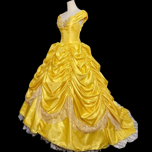 Beauty and the Beast Belle Cosplay Costume Princess Party Dress