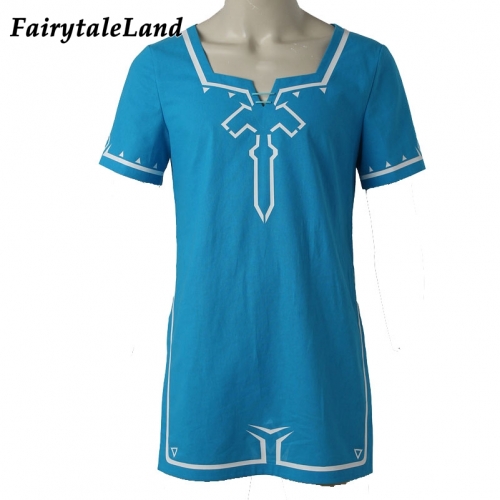 The Legend of Zelda Breath of the Wild Link Blue Shirt Cosplay Champion T-shirt