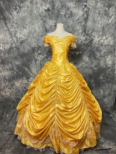 Beauty and the Beast Belle Cosplay Luxury Dress Party Gown