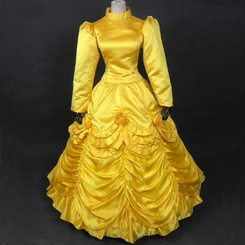 Beauty and the Beast Belle Cosplay Winter Costume Princess Dress