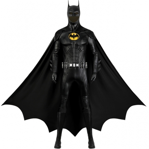 Flashpoint Batman Cosplay Costume 1989 Version Bruce Wayne Outfit Yellow Emblem