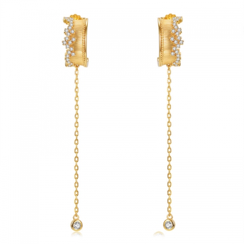 Starry night, earrings, 925 silver, gold plate and cubic zirconia