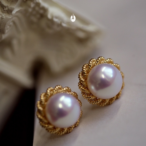 Siren, earrings, 925 silver,  gold plated and freshwater  pearl