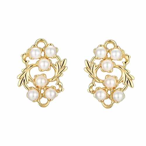 Highlights, earrings, 925 silver, gold plated and freshwater pearl