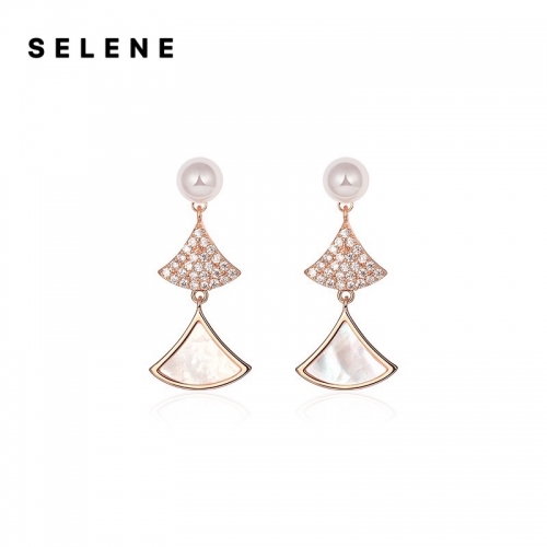 Earrings, alloy, mother of pearl, anti-allergic