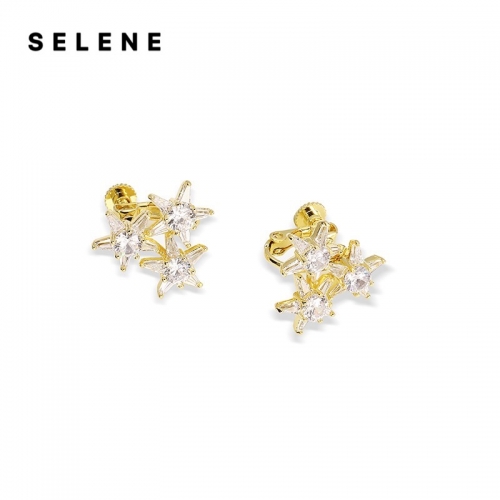 Clip-on earrings, alloy, zirconia cubic