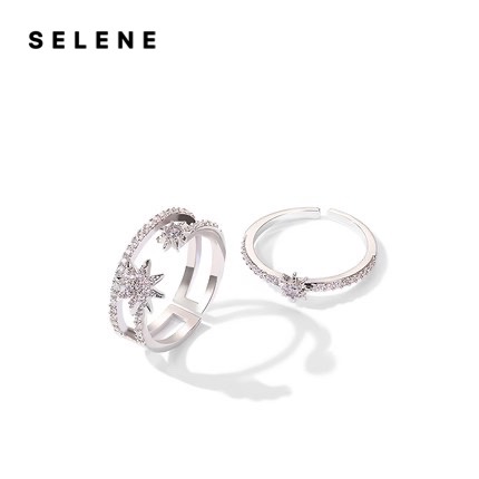 Rings set, alloy, cubic zirconia, anti-allergic