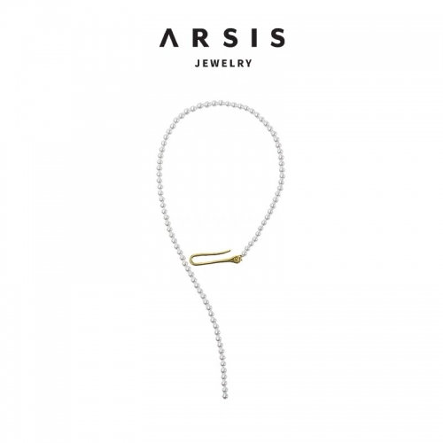 Arsis, collier, cuivre, plaque or, perles de coquillage