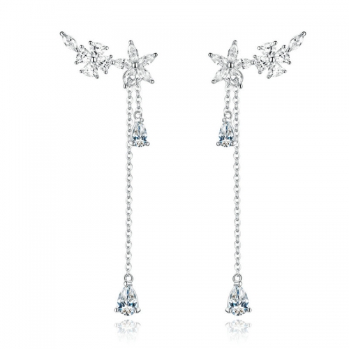 Earrings, 925 silver, gold plated, cubic zirconia