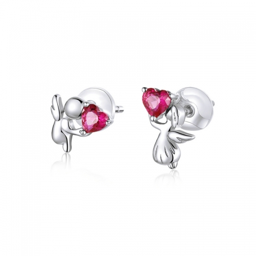 Boucles d'oreilles, argent 925, plaqué or, zircone cubique