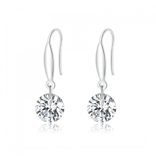 Boucles d'oreilles, argent 925, plaqué or, zircone cubique