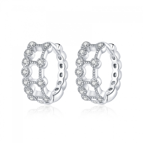 Boucles d'oreilles, argent 925, plaqué or, zircone cubique