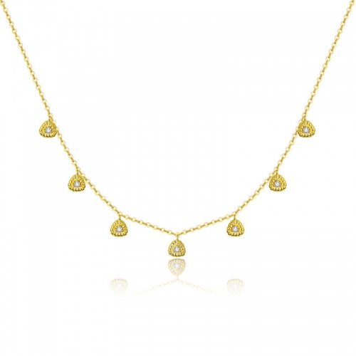 Necklace, 925 silver, gold plated, cubic zirconia