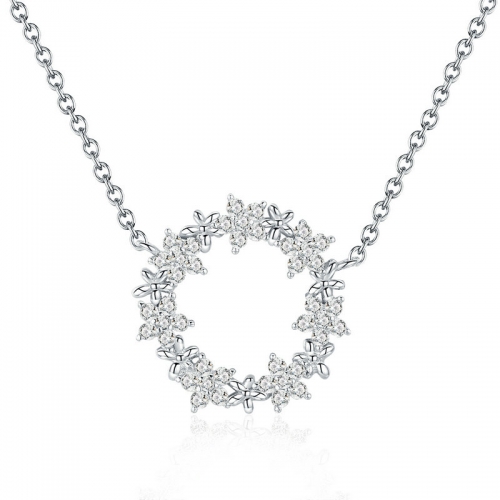 Necklace, 925 silver, gold plated, cubic zirconia