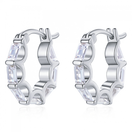 Boucles d'oreilles, argent 925, plaqué or, zircone cubique