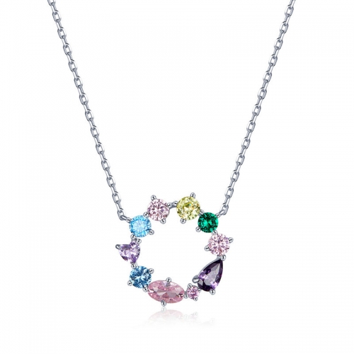 Necklace, 925 silver, gold plated, cubic zirconia