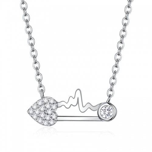 Collier, argent 925, plaqué or, zircone cubique