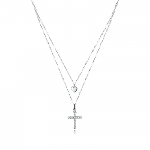 Collier, argent 925, plaqué or, zircone cubique