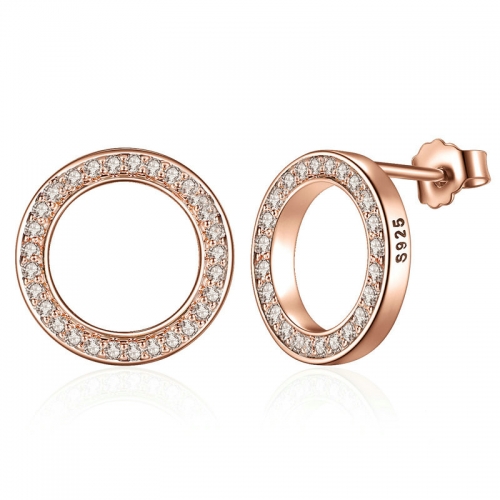 Earrings, 925 silver, gold plated, cubic zirconia