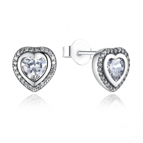 Boucles d'oreilles, argent 925, plaqué or, zircone cubic