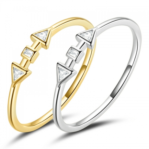 Ring, 925 silver, gold plated, cubic zirconia