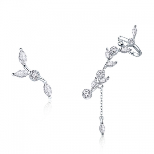 Boucles d'oreilles, argent 925, plaqué or, zircone cubique