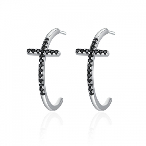 Boucles d'oreilles, argent 925, zircone cubique