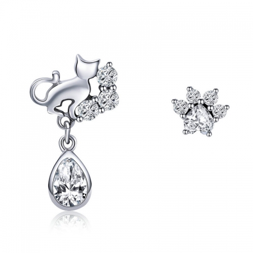 Earrings, 925 silver, gold plated, cubic zirconia