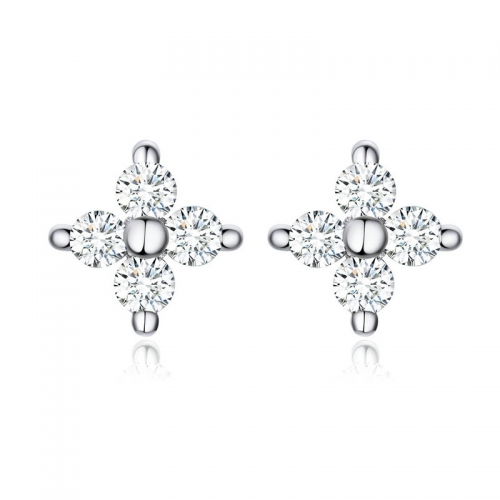 Boucles d'oreilles, argent 925, plaqué or, zircone cubic