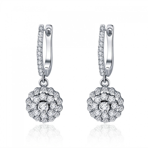 Boucles d'oreilles, argent 925, plaqué or, zircone cubique