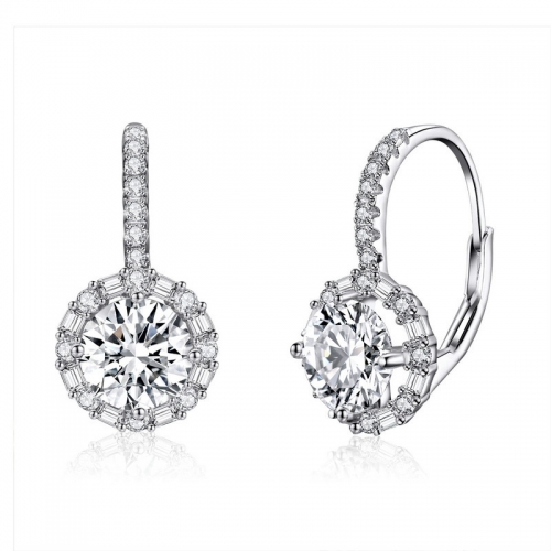 Earrings, 925 silver, gold plated, cubic zirconia