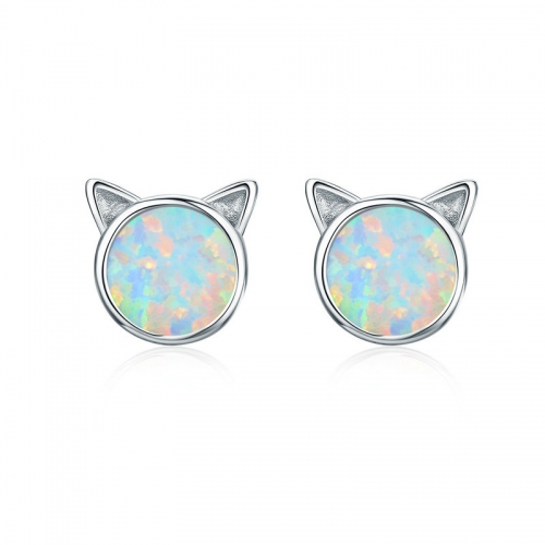 Earrings, 925 silver, gold plated, opal