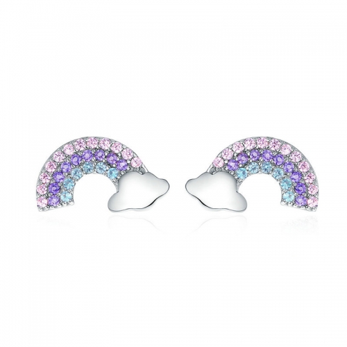 Boucles d'oreilles, argent 925, plaqué or, zircone cubique